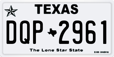 TX license plate DQP2961