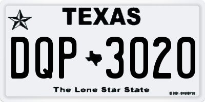 TX license plate DQP3020