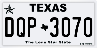 TX license plate DQP3070