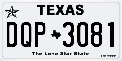 TX license plate DQP3081