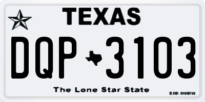 TX license plate DQP3103
