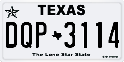 TX license plate DQP3114