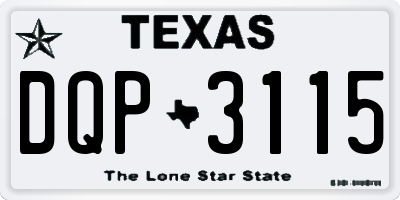 TX license plate DQP3115
