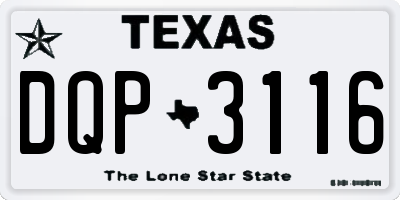 TX license plate DQP3116