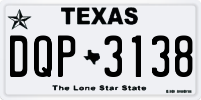 TX license plate DQP3138