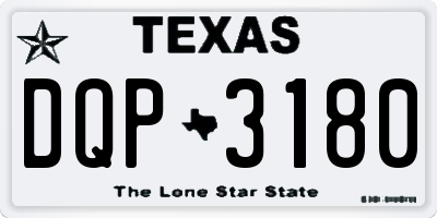 TX license plate DQP3180