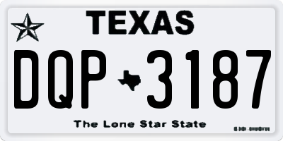 TX license plate DQP3187