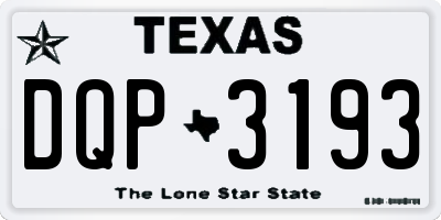 TX license plate DQP3193