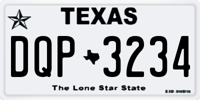 TX license plate DQP3234