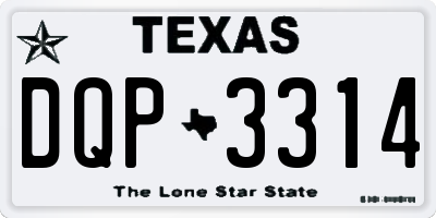 TX license plate DQP3314