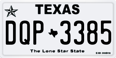 TX license plate DQP3385