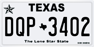 TX license plate DQP3402