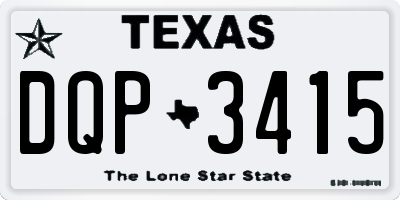 TX license plate DQP3415