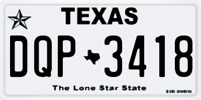 TX license plate DQP3418