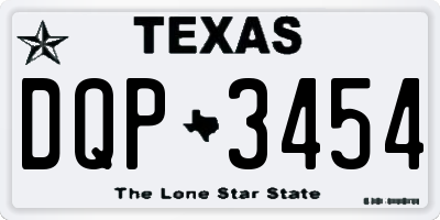 TX license plate DQP3454