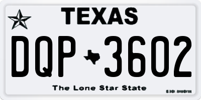 TX license plate DQP3602