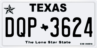 TX license plate DQP3624