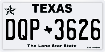 TX license plate DQP3626