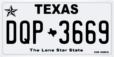 TX license plate DQP3669