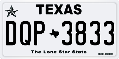 TX license plate DQP3833