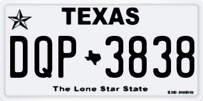 TX license plate DQP3838