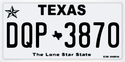 TX license plate DQP3870