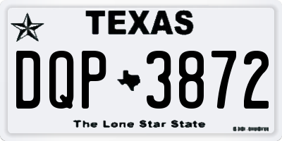 TX license plate DQP3872