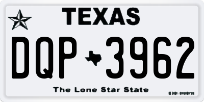 TX license plate DQP3962