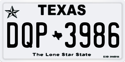 TX license plate DQP3986
