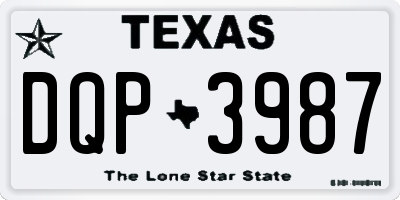 TX license plate DQP3987