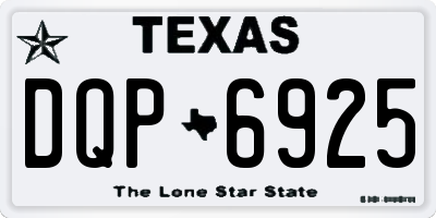 TX license plate DQP6925