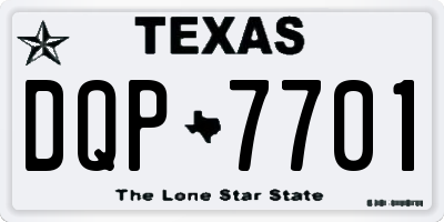 TX license plate DQP7701