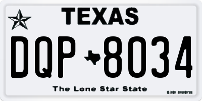 TX license plate DQP8034