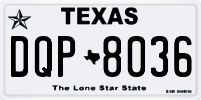 TX license plate DQP8036