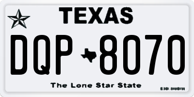 TX license plate DQP8070