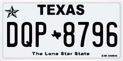 TX license plate DQP8796