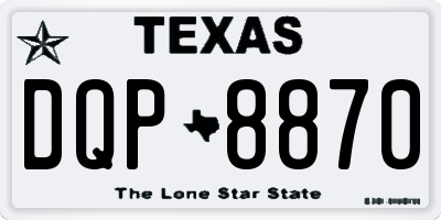 TX license plate DQP8870