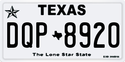 TX license plate DQP8920