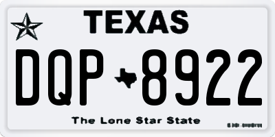 TX license plate DQP8922