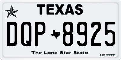 TX license plate DQP8925