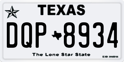 TX license plate DQP8934