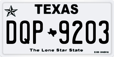 TX license plate DQP9203