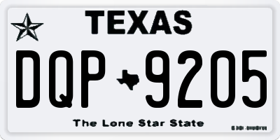 TX license plate DQP9205