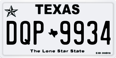 TX license plate DQP9934