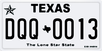 TX license plate DQQ0013