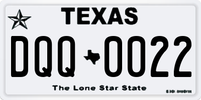 TX license plate DQQ0022