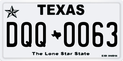 TX license plate DQQ0063