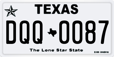 TX license plate DQQ0087