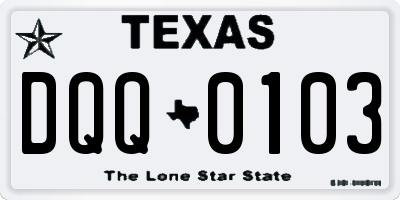 TX license plate DQQ0103