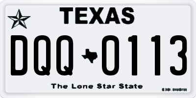 TX license plate DQQ0113